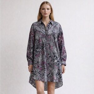 Isabel Marant Étoile Ussaya Paisley Cotton Oversized Shirt Dress XS (34)